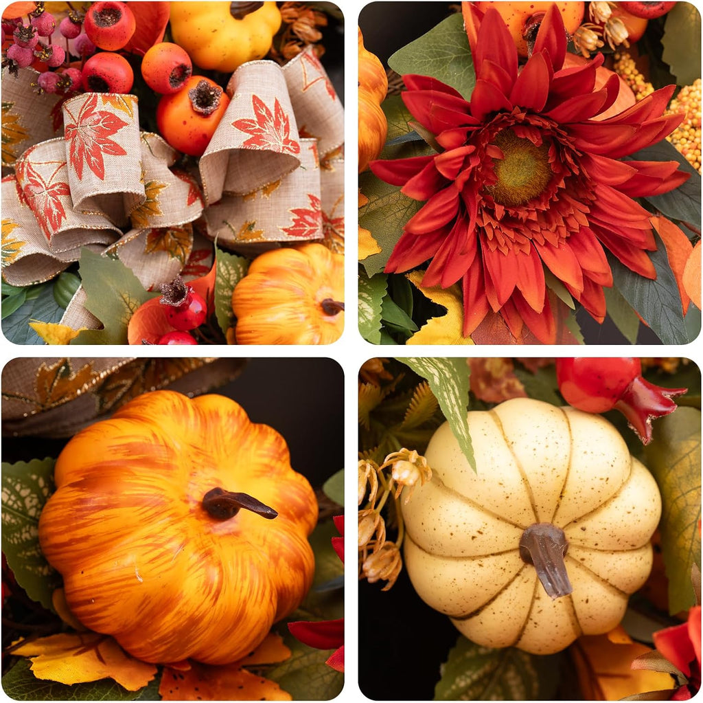 Fall Wreaths for Front Door 24 Inch Autumn Wreath Rustic Fall Decor