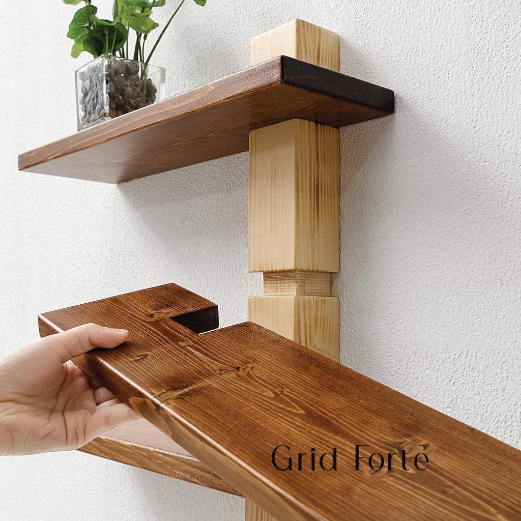 Wood 3-Tier Floating Shelf, Large Minimalist Wall Shelves
