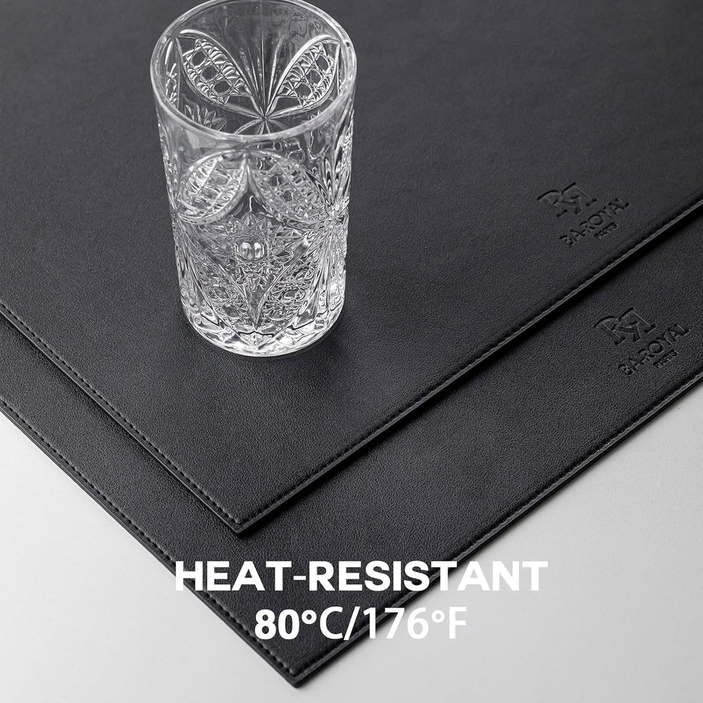 Faux Leather Placemats Vinyl Washable Wipeable Table Mats Dining Table Heat Resistant Waterproof Modern - Set of 4