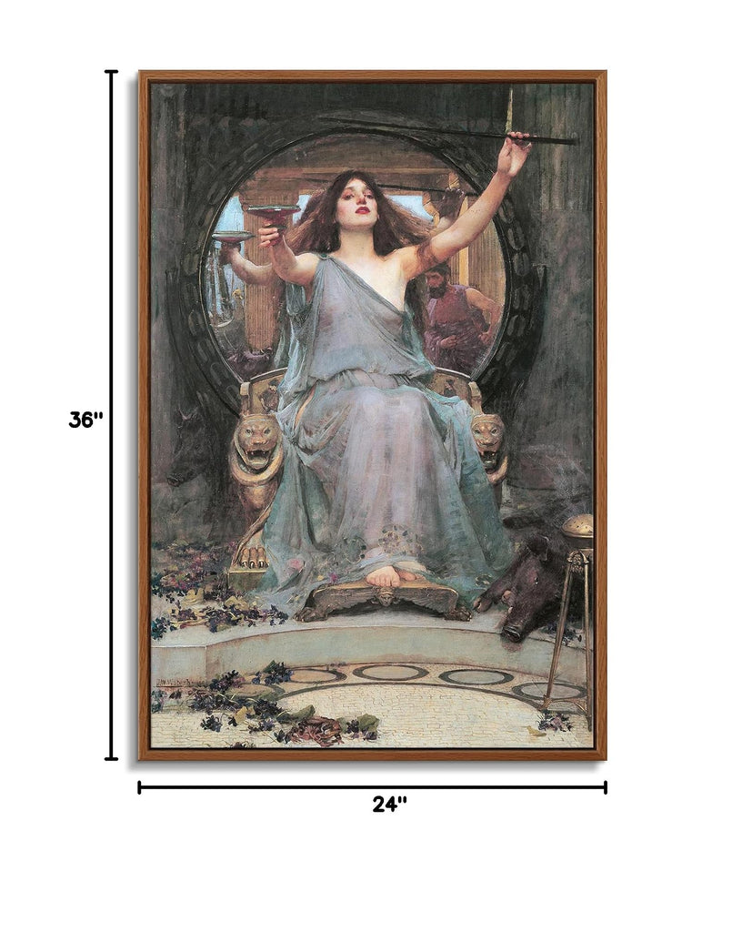 Floating Frame Canvas Print Wall Art - Circe Offering The Cup to Odysseus, 1891 by John William Waterhouse - 24x36
