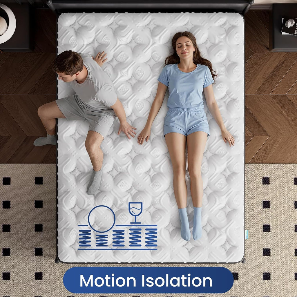 Medium Firm California King Mattress, 14 Inch 7-Zone Deep Sleep Hybrid Mattresses for Pain Pressure Relief