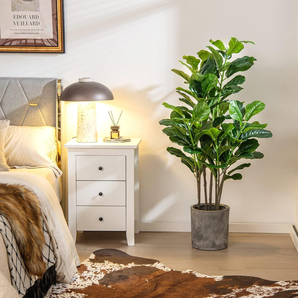 Fake Fiddle Leaf Fig Tree, 2-Pack 51'' Tall Artificial Tree Greenery Plants in Pots W/100 Leaves, Decorative Faux - Set of 2