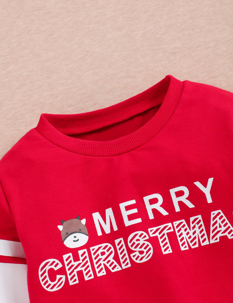 Toddler Baby Boy Christmas Outfit Deer Long Sleeve Top and Pant Fall Winter Clothes Set for Boys