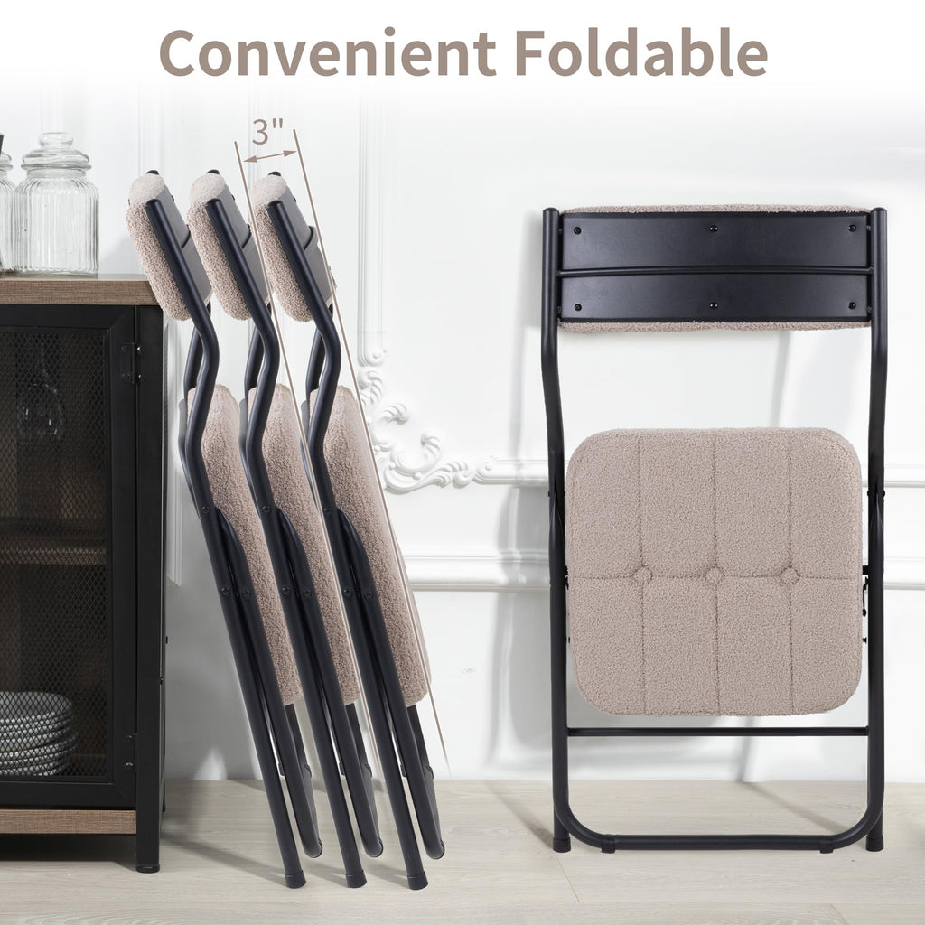 Padded Folding Chairs, 4 Pack Dining Chair with Cushion