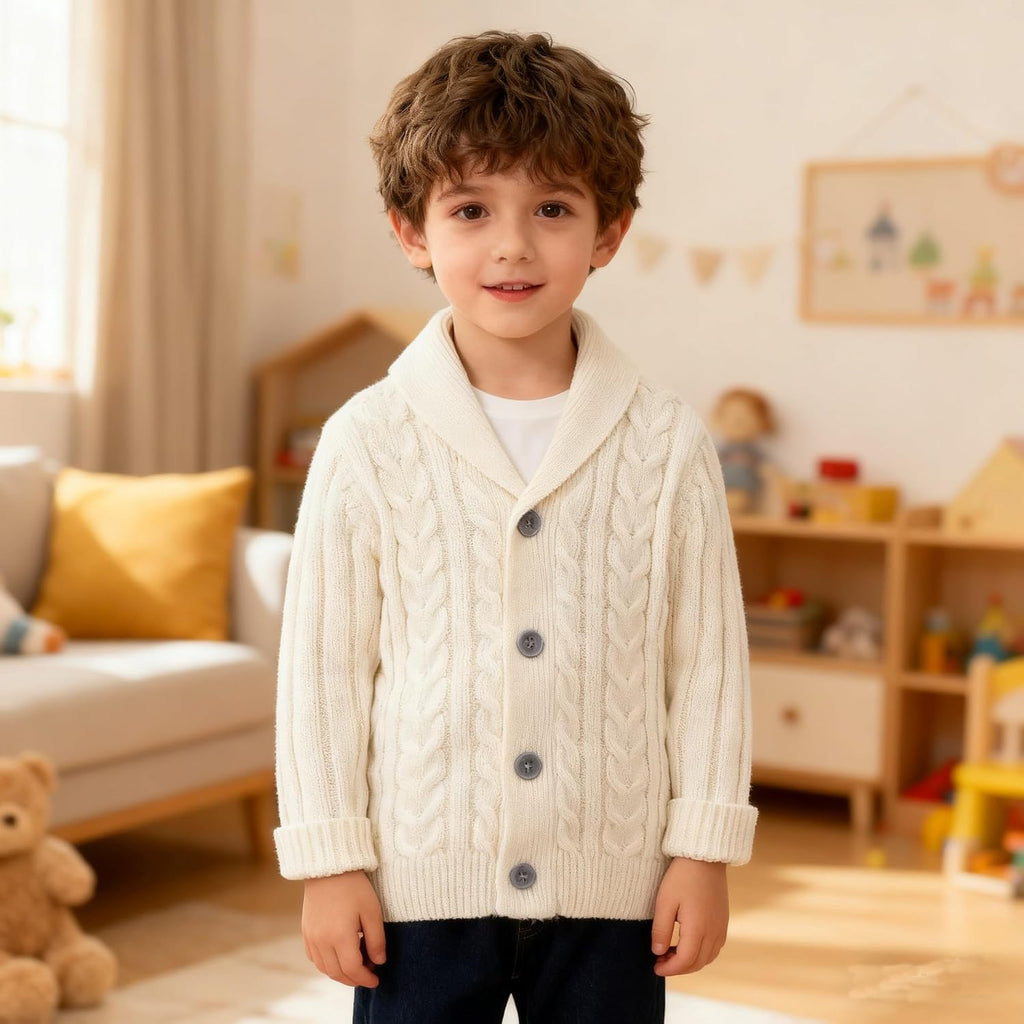 Infant Boys V-Neck Sweater Cardigan Crochet Knitted Sweatshirt