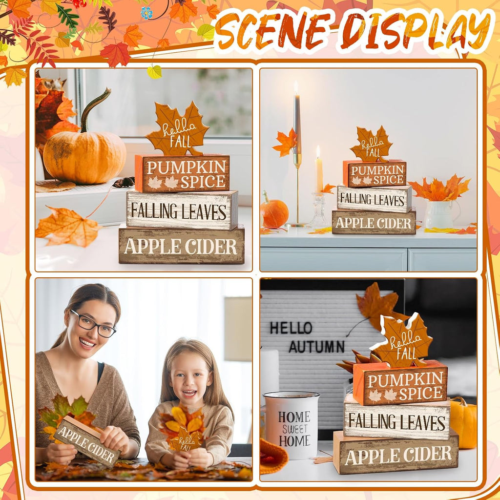 Fall Decor Wooden Maple Leaf Decoration Thanksgiving Decor - Set of 4