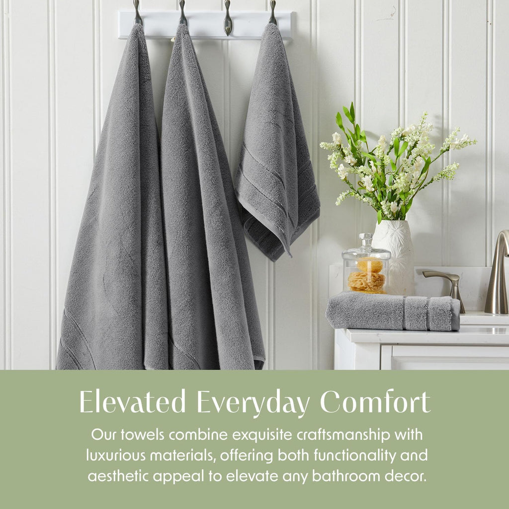 Luxury Turkish Cotton Bath Towels Set | 2-Pack | Grey | 100% Turkish Cotton | Premium Bath Towels | Ultra Soft Thick