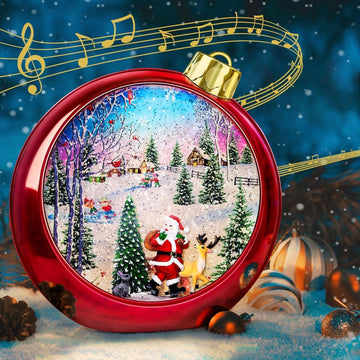 Large Christmas Santa Snow Globe Light up Lantern with 8 Songs, 8.7" Red Big Christmas Snow Globes for Kids Adults