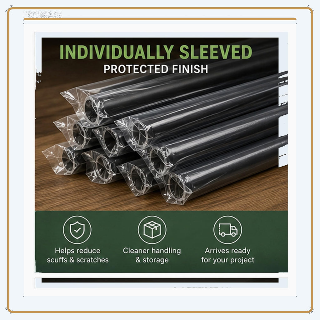 44 in Stair Balusters, 5/8 in OD Round Black Staircase Spindles, 50 Pack