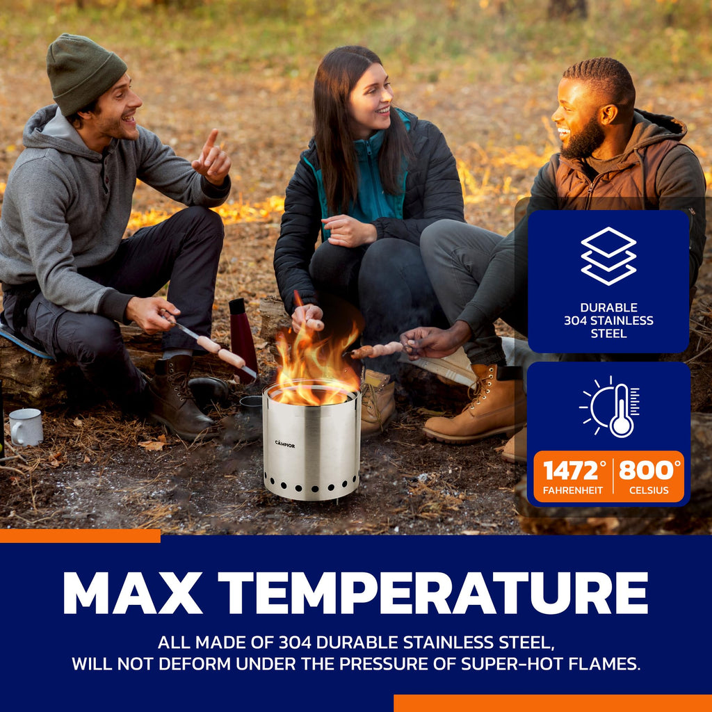 Wood Burning Fire Pit Stove - Smokeless Outdoor Stove for Wood Fires, Camping, Cooking, and Garden Gatherings
