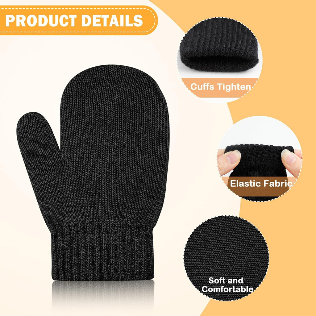 12 Pairs Toddler Mittens Kids Knit Warm Mittens Children Solid Winter Gloves for Baby Girls Boys
