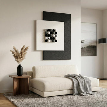 3D Wall Art Extra Large Sandstone Textured Wall Decor, Modern Black and White Abstract Artwork for Walls, Minimalist - Set of 3