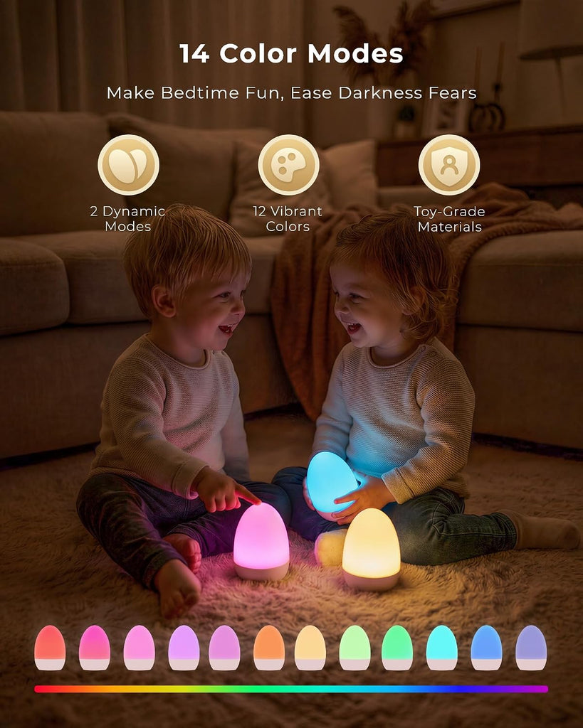Egg Light, Eye-Caring Touch Control Rechargeable Baby Night Light with 17 Color Modes, Dimmable Night Feeding Egg