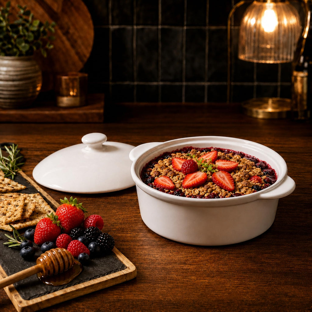Gourmet Bistro Brie Baker Set, Premium Porcelain, Oven-Safe
