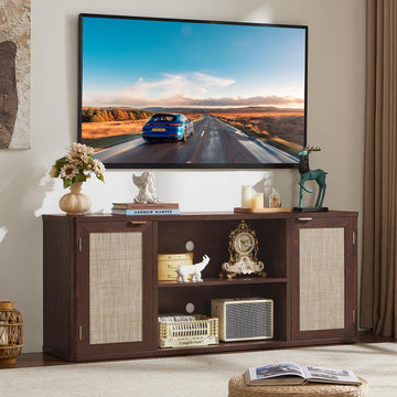 Rattan TV Stands, Walnut