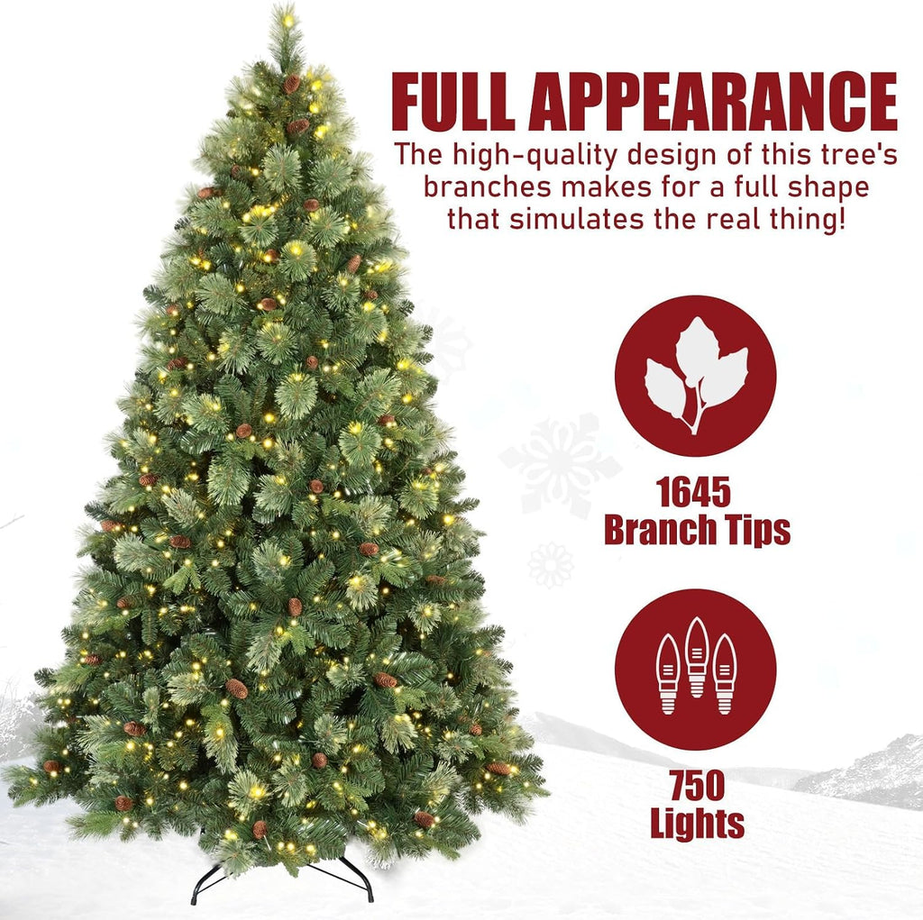 Pre-Lit Carolina Pine Christmas Tree, 820 Warm White Lights