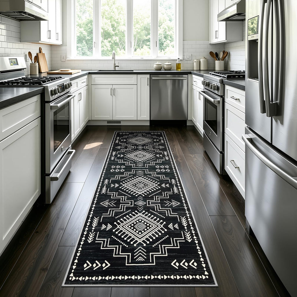 Western Boho Washable 2.6x8 Runner Rug Entryway Kitchen