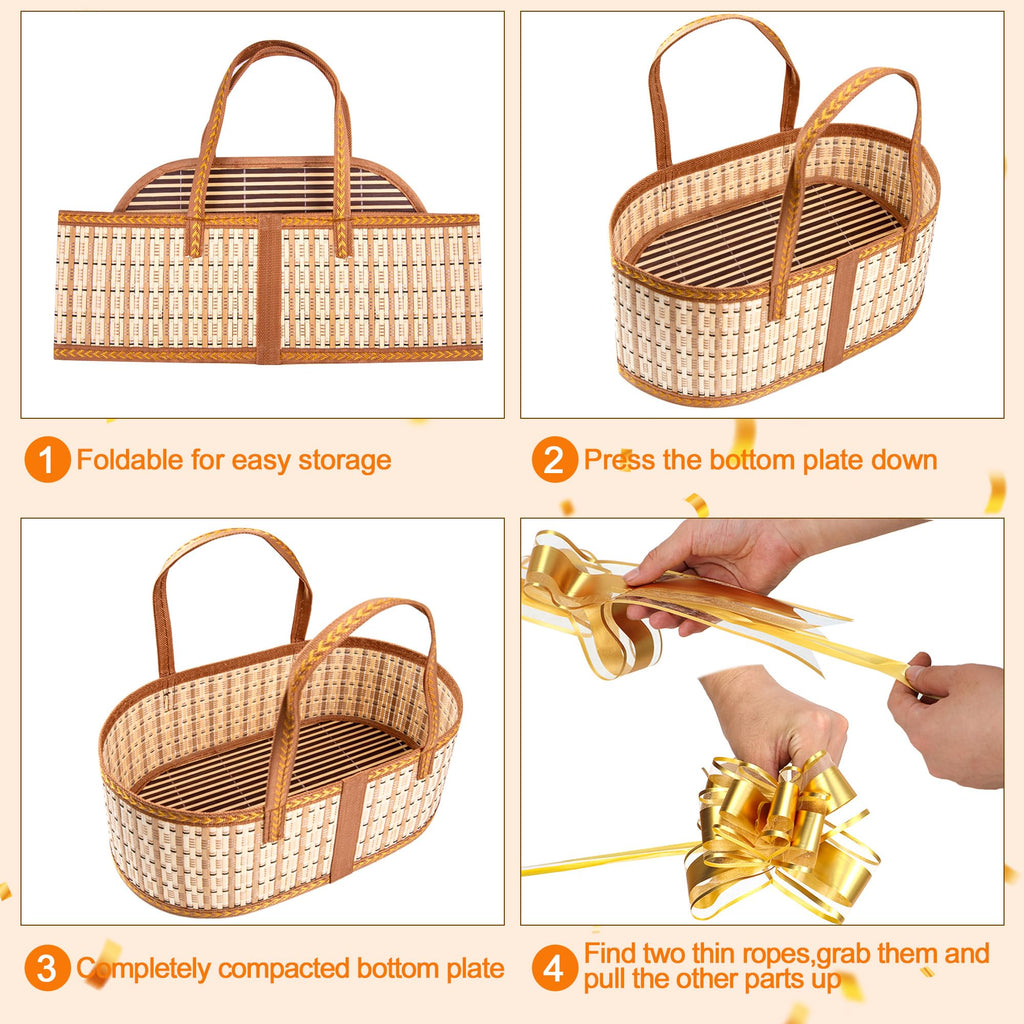 Bamboo Baskets for Gifts Empty, Large Woven Gift Basket Empty