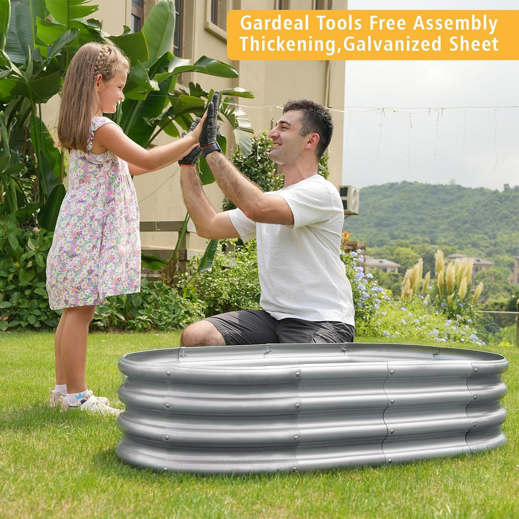 8x4x1ft Galvanized Raised Garden Bed Kit - Metal Planter Boxes for Vegetables/Herbs/Flowers, Heavy-Duty Steel Outdoor