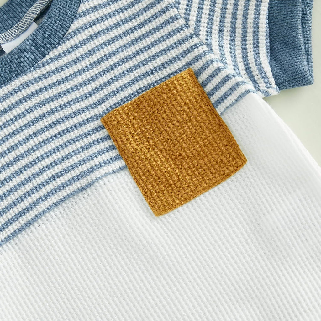 Baby Boy Summer Clothes Pocket T-Shirt Striped Shorts Set