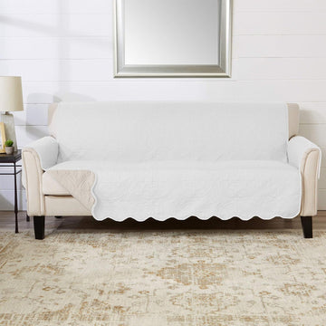 Reversible Sofa Cover - Washable Slipcover Furniture Protector with Elastic Straps - Perfect for Kids & Pets