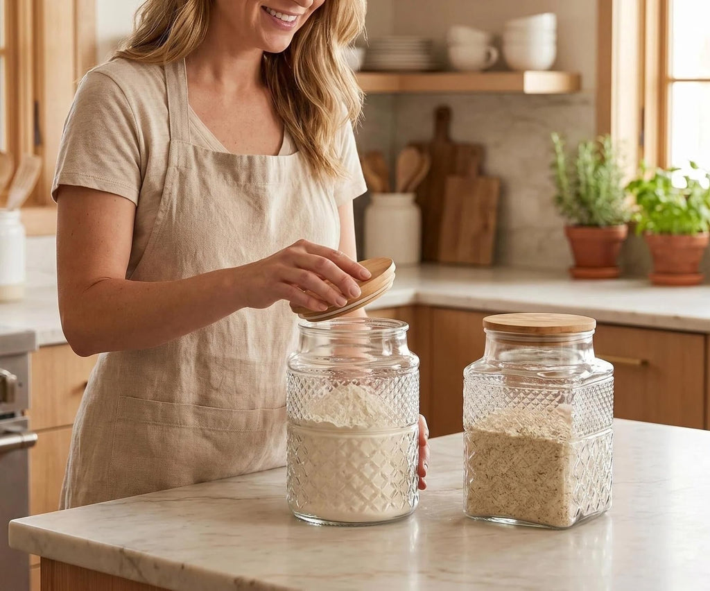 60 FL OZ/0.5 Gal Vintage Glass Storage Jar with Airtight Lid Set of 2