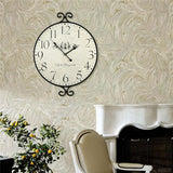 Farmhouse Wall Clock, 17H×13.4D Inch, Wrought Iron Frame with Warm Gray Finish