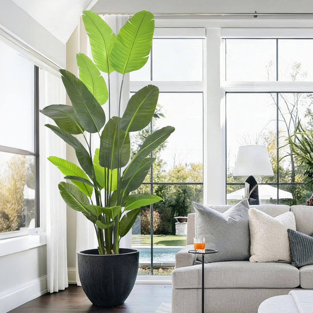Artificial Bird of Paradise Tree 8FT - Tall Faux Plants Indoor with Realistic Trunks & Lifelike Leaves Living Room