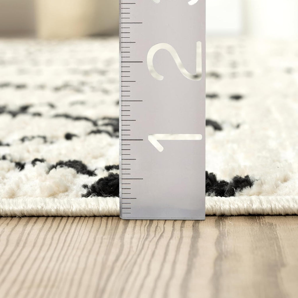 Viva Cream Black Area Rug - 5 x 8, Dining - Modern Moroccan Tribal Design - Soft, Durable, and Easy to Clean