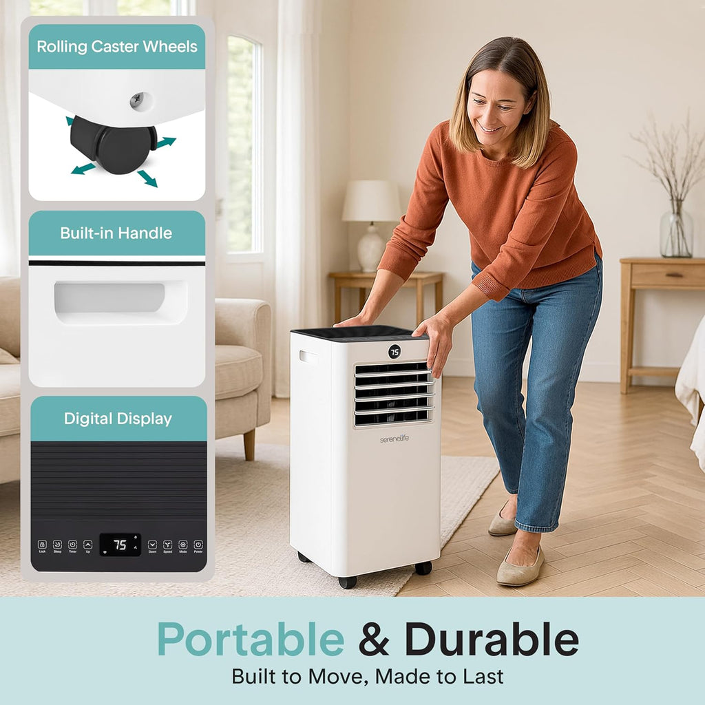 8,000 BTU Portable Air Conditioner and Heater, Small AC with Dehumidifier and Fan