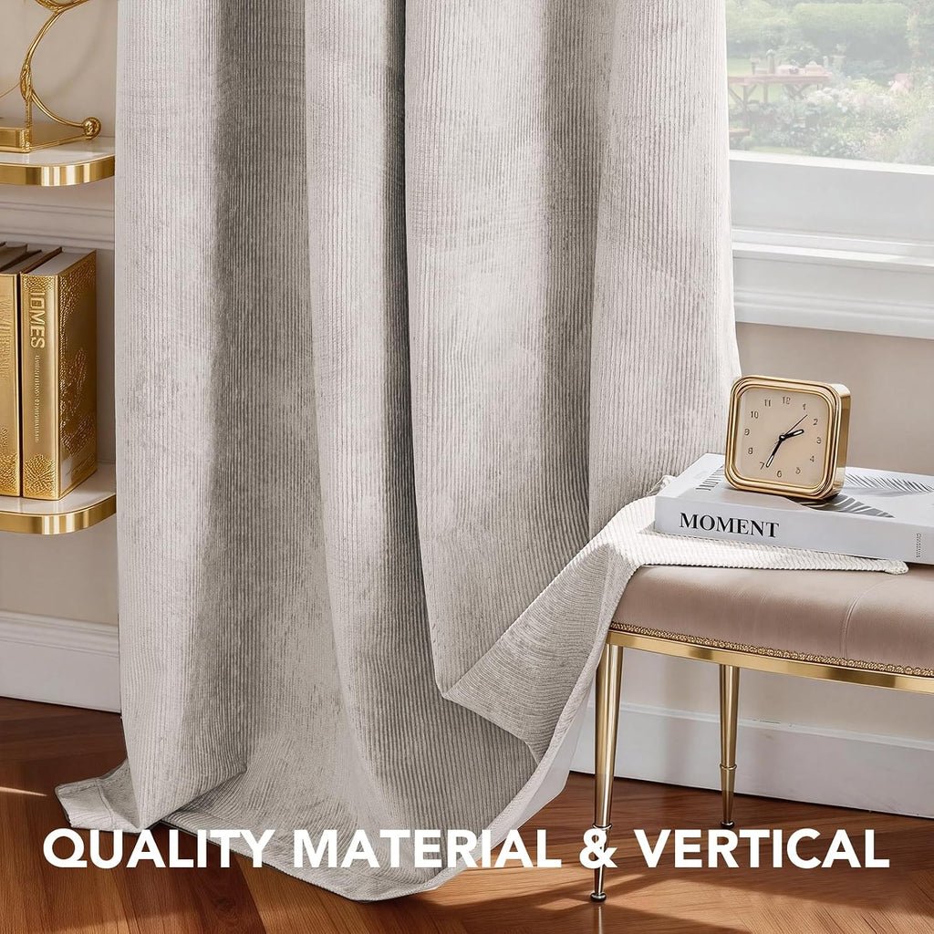Velvet 100% Blackout Curtains for Living Room Full Light Blocking Curtains Thermal Insulated Room Window Drapes Soft