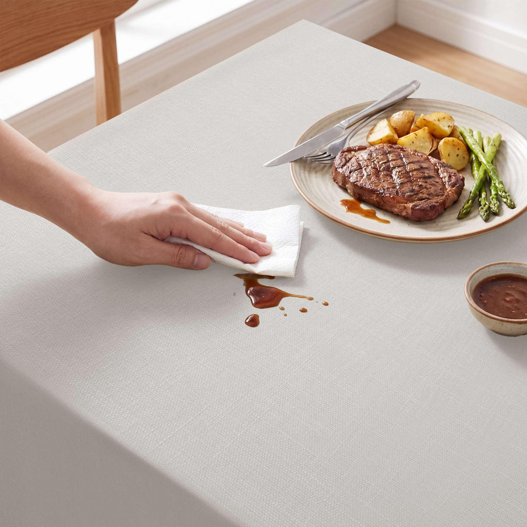 Linen Textured Table Cloths Rectangle 60 x 120 Inch Premium Solid Tablecloth Spill-Proof Waterproof Table Cover for