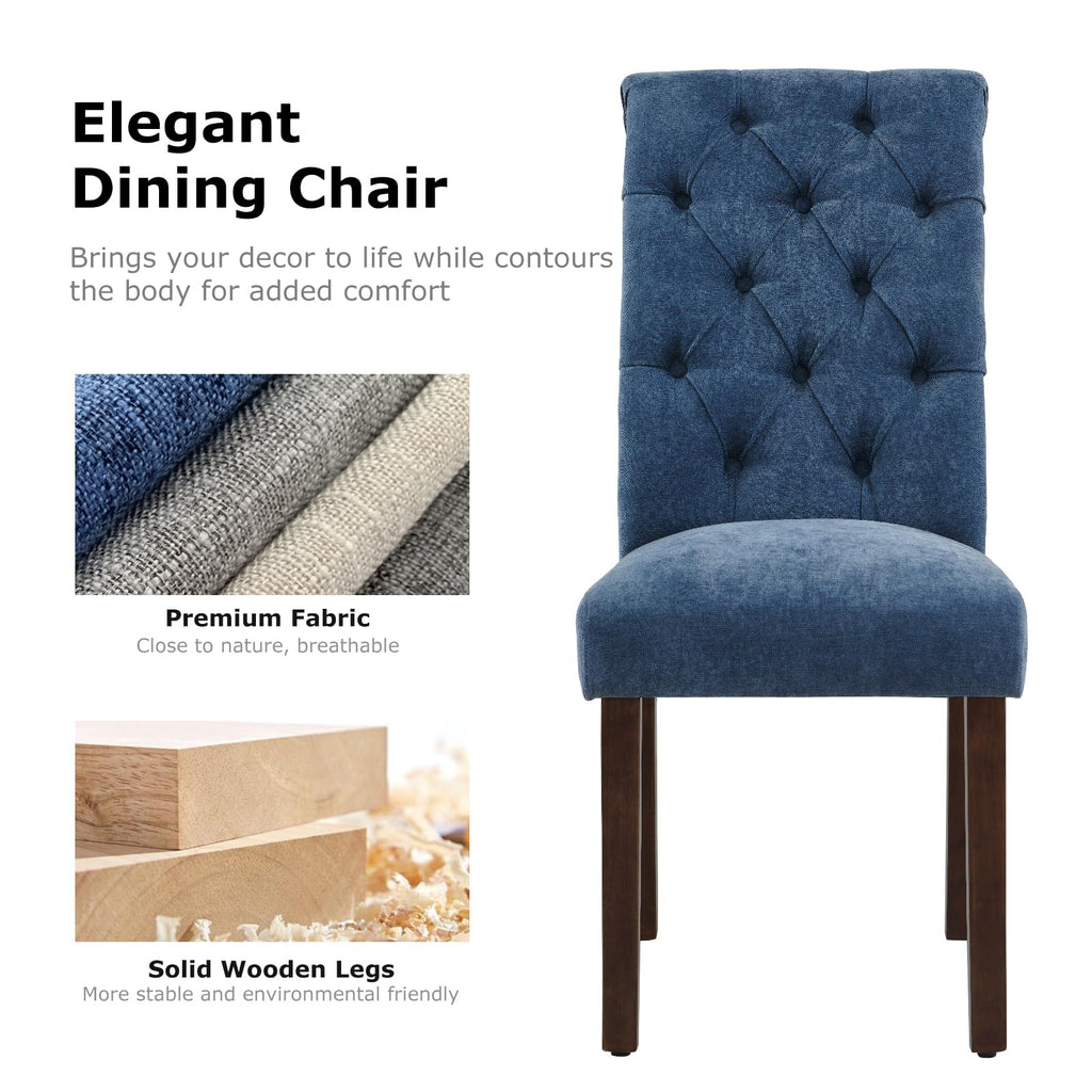 Button Tufted Dining Chairs Set of 4, Parsons Upholstered Fabric Dining Room Chairs Kitchen Chairs with Wood Legs and