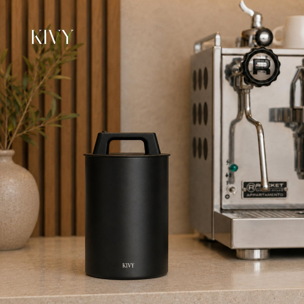 Vacuum Coffee Canister - Push Lid Preserves Coffee Aroma & Oil