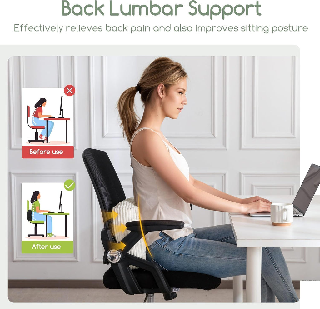 Lumbar Support Pillow for Recliner Chair/Accent Chair/Couch/Office Chair, Tufted Corduroy Back Support Cushion for