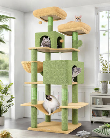 Extra Tall Cat Tree Tower for Indoor Cats, 76in, Cactus