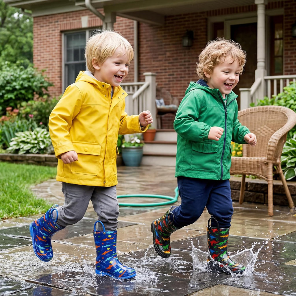 Kids Rain Boots For Boys Toddler Little Dinosaur Shark Rainboots