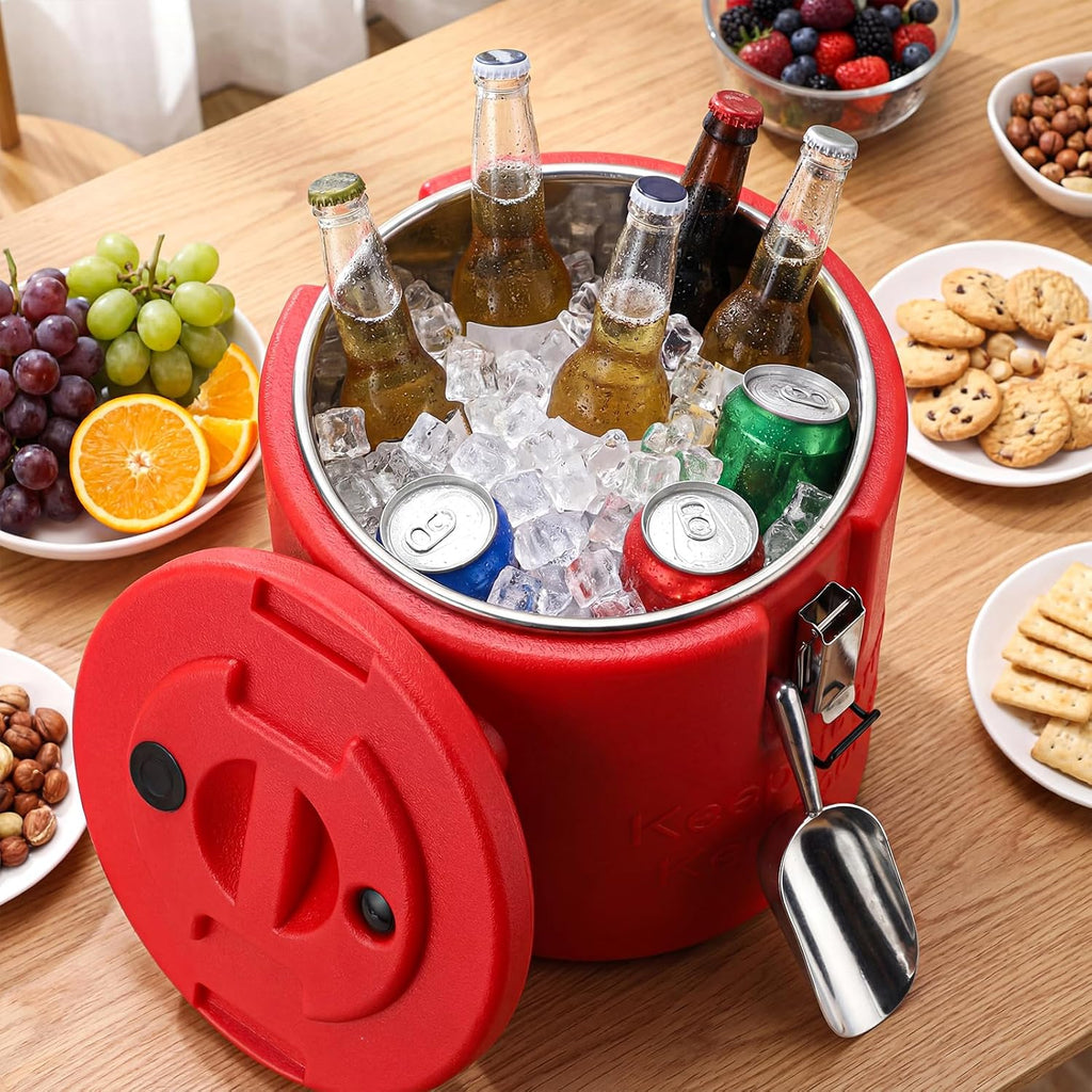 10l Large Insulated Ice Bucket with Lid and Scoop, Double-wall