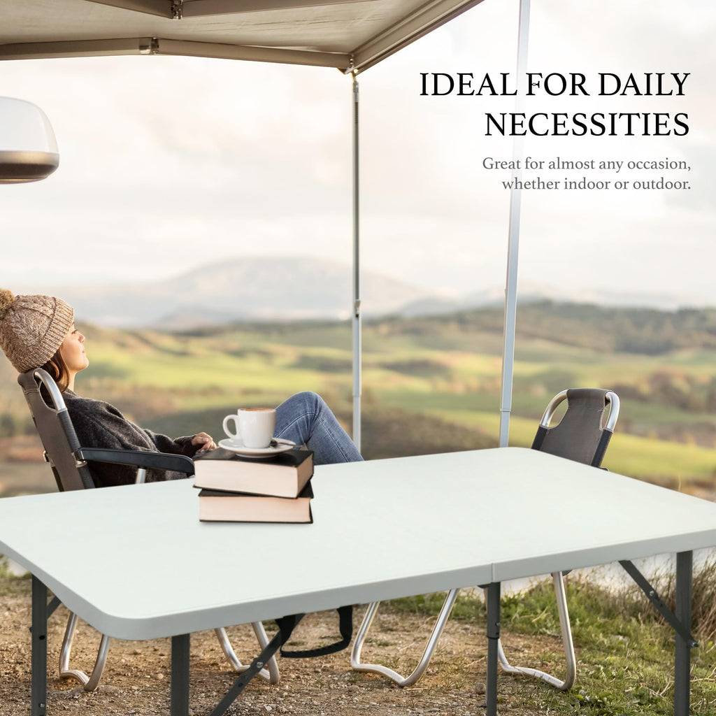 4ft Folding Table, Sturdy Outdoor Folding Table, Perfect for Camping Picnics Parties Durable Foldable Table with Easy
