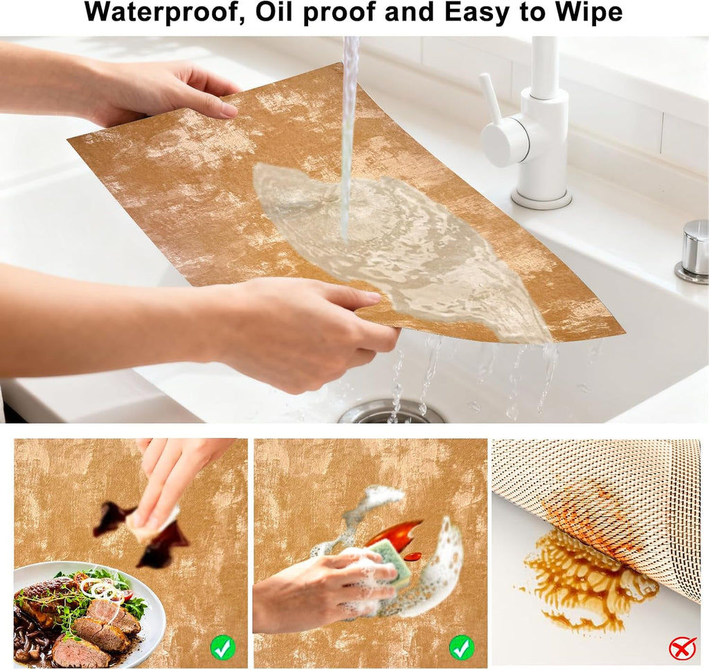 Faux Leather Placemats, 11.8"x17.7", Apricot - Set of 4