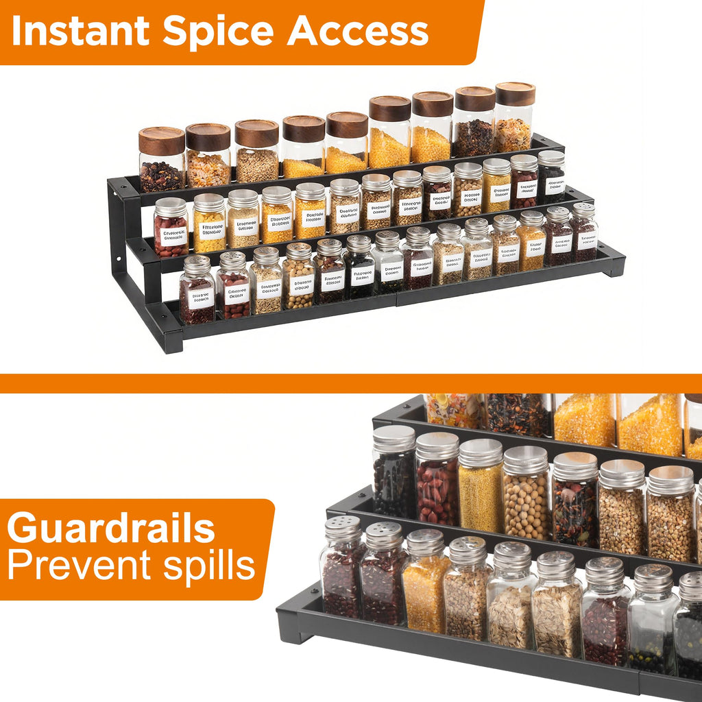 Spice Rack Organizer Cabinet or Pantry, 16"-29" Expandable Spice Organization Shelf, Seasoning Organizer