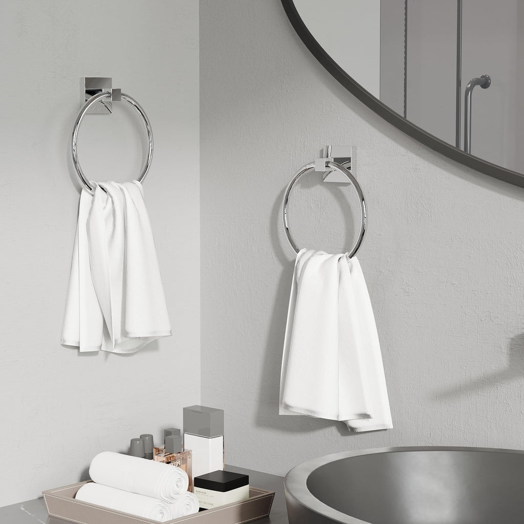Towel Ring, Hand Towel Holder Wall, Chrome, 2 Pack