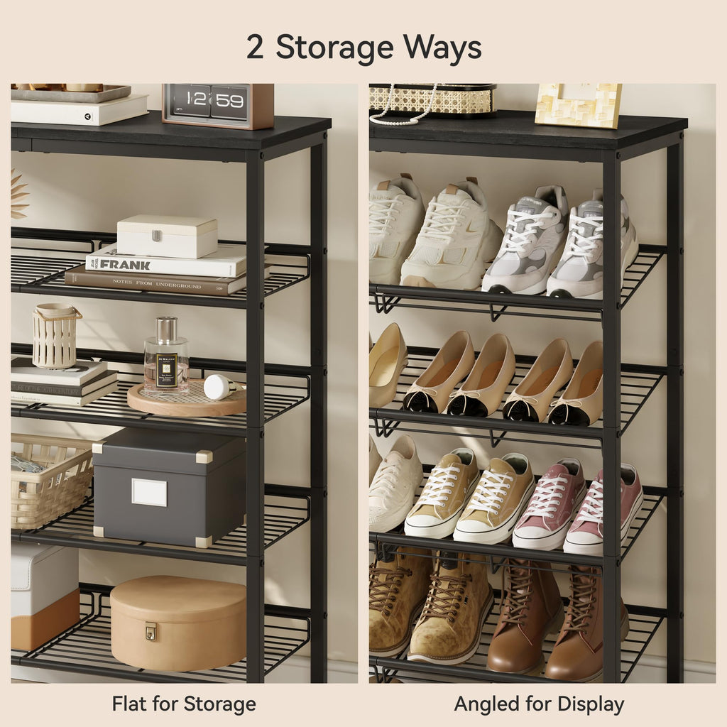 Shoe Rack, 6 Tier Shoe Organizer for Closet, Black