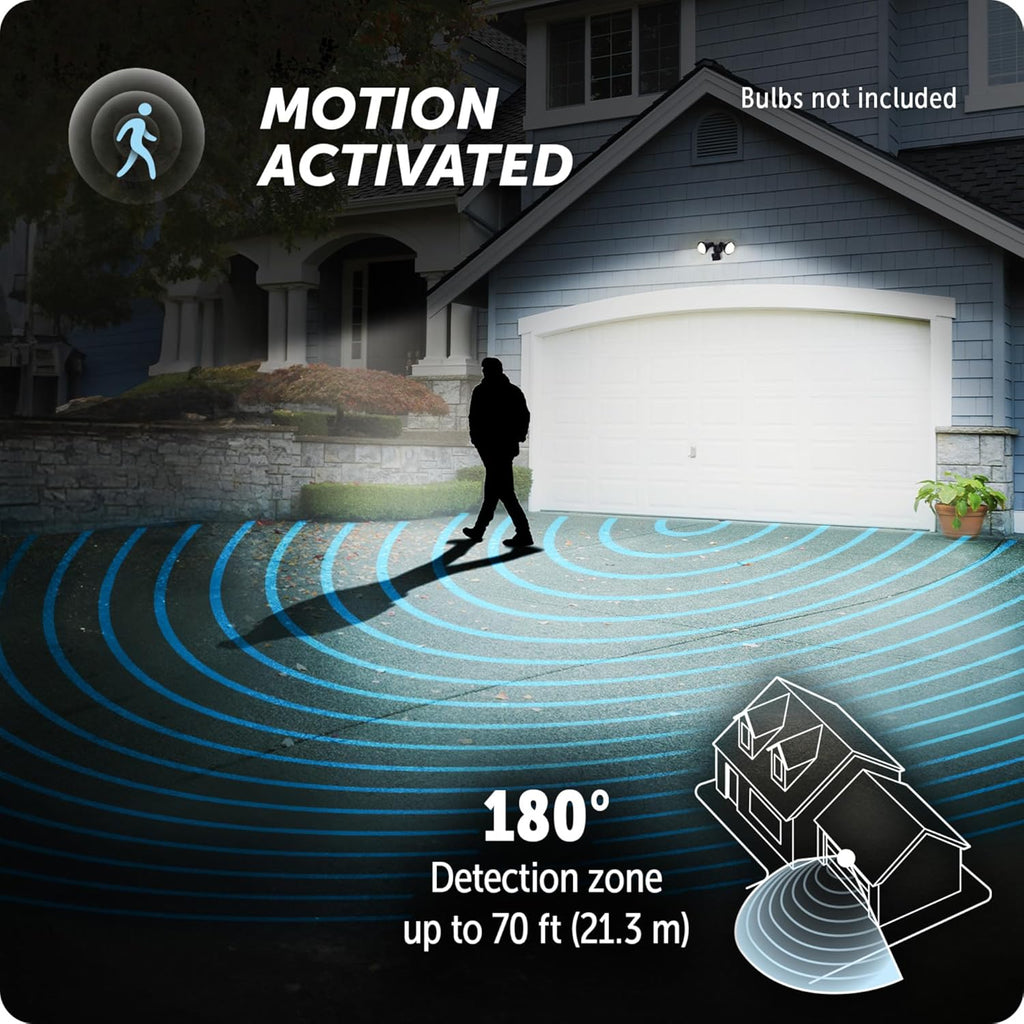 180-Degree 240 W Twin Head Black Hardwired Motion Sensor Security Flood Light with MotionBright