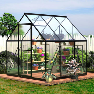 6x6FT Small Green House for Outside, Heavy Duty Polycarbonate Greenhouse Kit with Window, Walk-in Mini Garden House