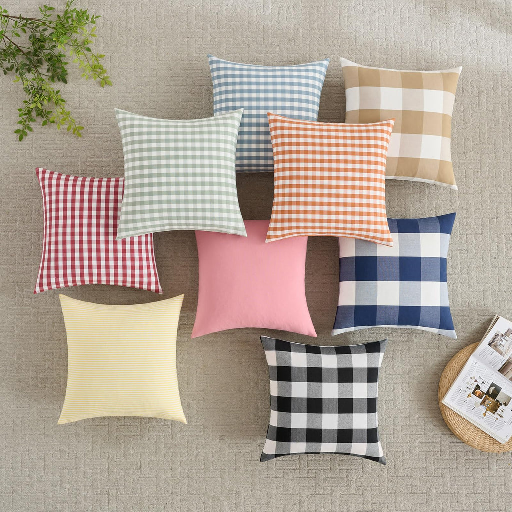 Red and White Buffalo Check Plaid Outdoor Throw Pillow Cover 20x20 Set of 4