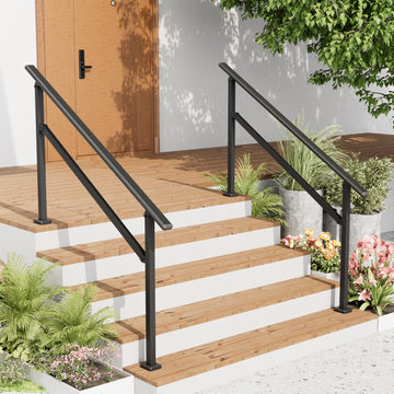 2 Pack Hand Rails for Outdoor Steps, 4-5 Step Railing for Stairs, Adjustable Porch Railing, Hand Rails for