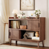 44" Sideboard Buffet Cabinet with Outlet & 2 Open Storage Spaces