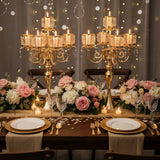 Tall Candle Holders - 2Pcs Gold Candelabra, Metal 5 Arm Candlesticks Party Wedding Aisle Home Decor (Gold x 2pcs)