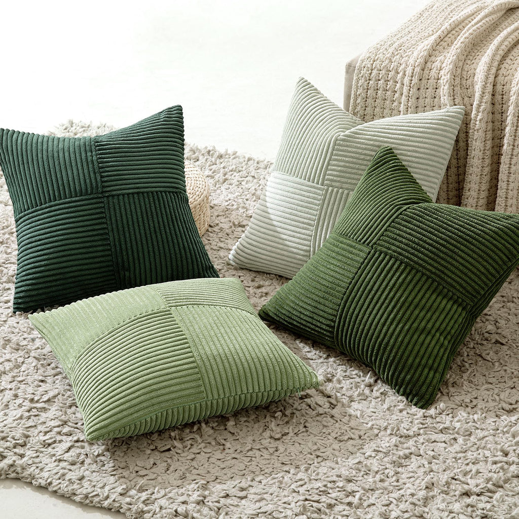 Spring Green Decorative Throw Pillow Covers 18x18 Inch Set of 4 Boho Farmhouse Cushion Covers Mordern Nordic Pillow